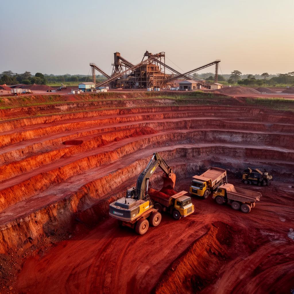 Aerial view of tin mining operation in Nigeria